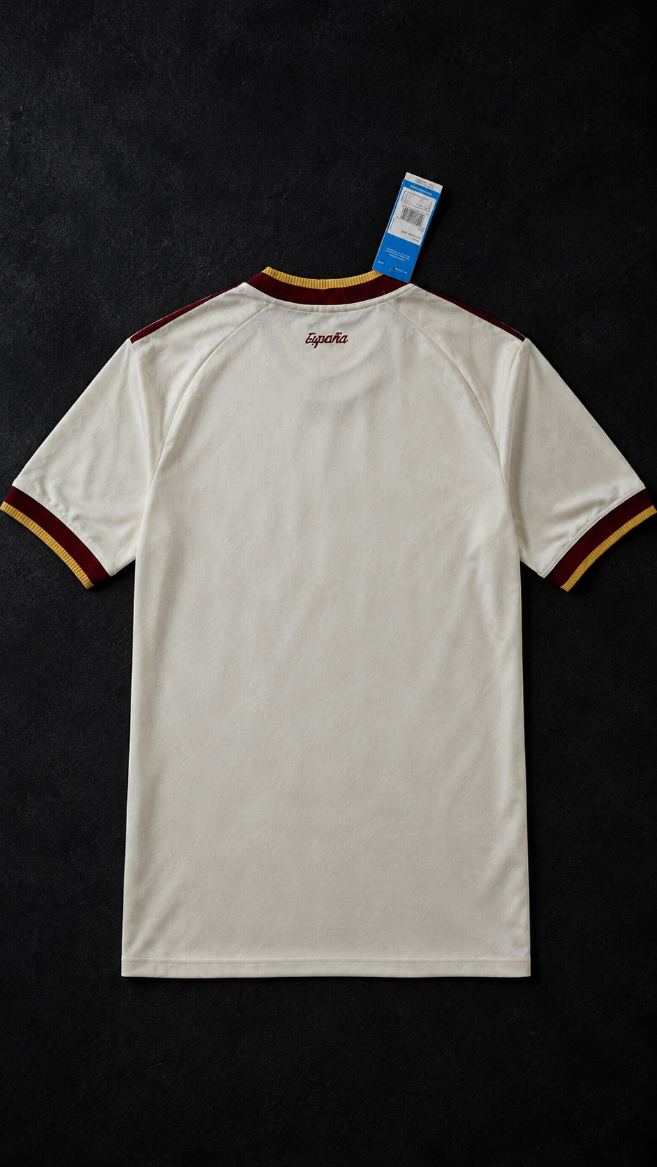 Camiseta blanca de España, vista trasera con etiqueta original