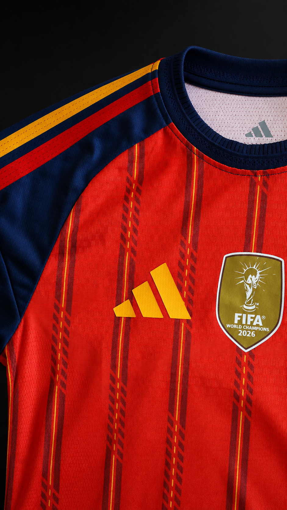 Parche de campeones del mundo y logo adidas de la camiseta roja